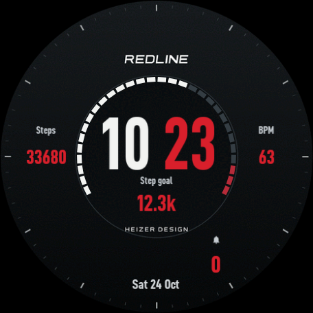 Redline native Wear OS preview with illustrative emulator readings
